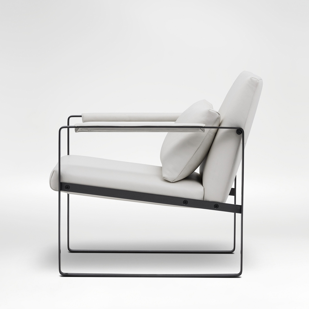 Black steel frame white leatherLeman Lounge chair