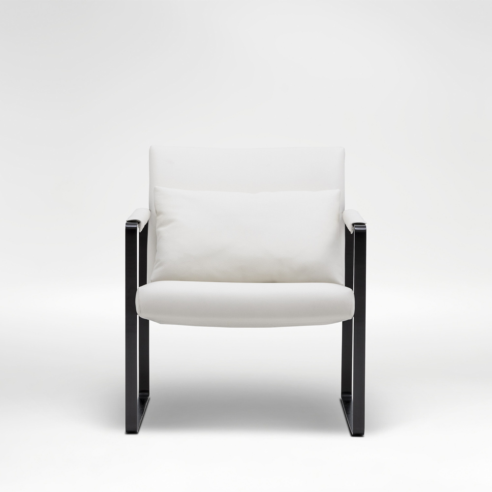 Black steel frame white leatherLeman Lounge chair