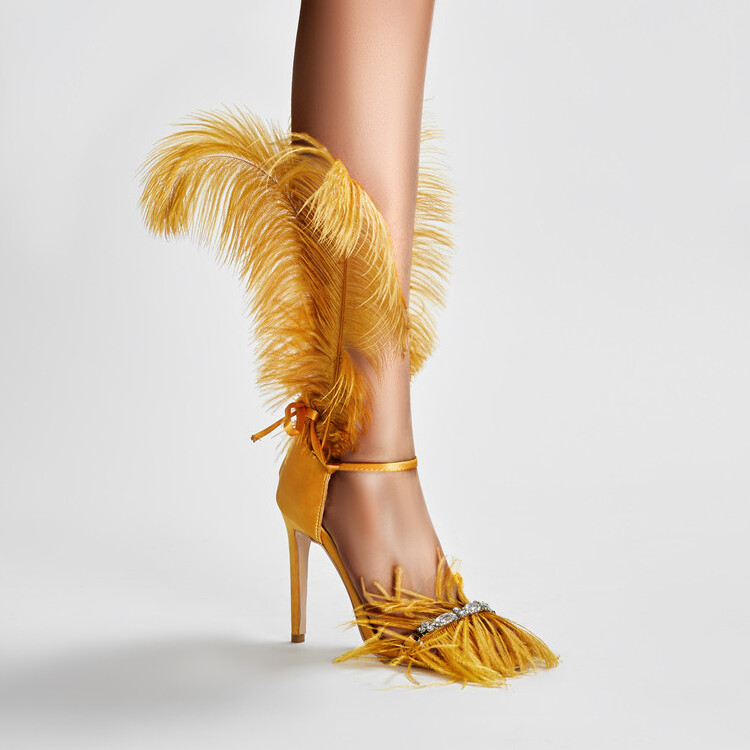 2024 Summer Feather catwalk Fashion High heeled women s high heeled sandals BestSuppliers