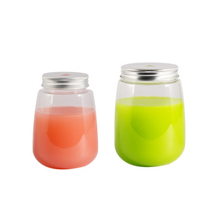 New Design 500ml U-Shaped PET Plastic Bottle for Milk Tea Juice Handmade Smoothie Lemonade Packaging with Aluminum Lids