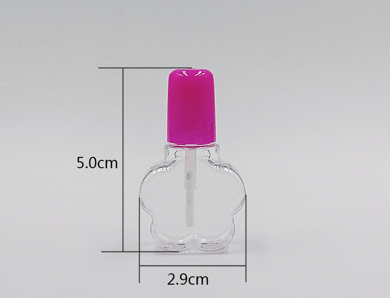 6-7ml plastic nail polish bottle for children Water-based plum blossom-shaped small empty bottle with brush PETG