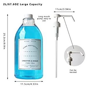 67.6 oz 2L  Transparent Empty Large Laundry Detergent Soap Fabric Softener Dispenser Bottle Set Plastic Bottle With Pump