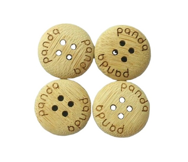 High quality natural wood buttons with engraving letters 4 hole bamboo clothing buttons