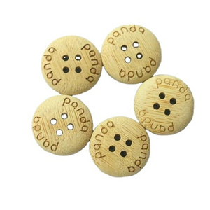 High quality natural wood buttons with engraving letters 4 hole bamboo clothing buttons