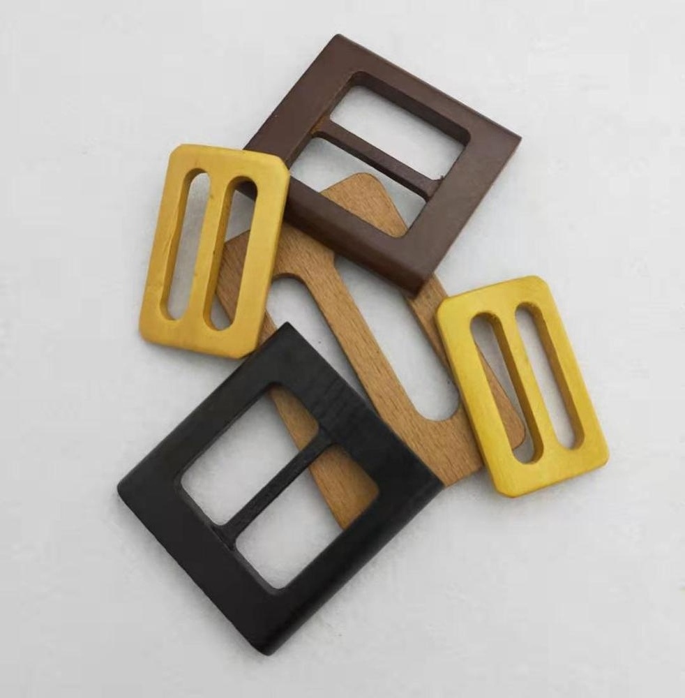 Hot Sale Factory Wholesale square round clothing buckles dyed color Fashion Wood Belt Buckle