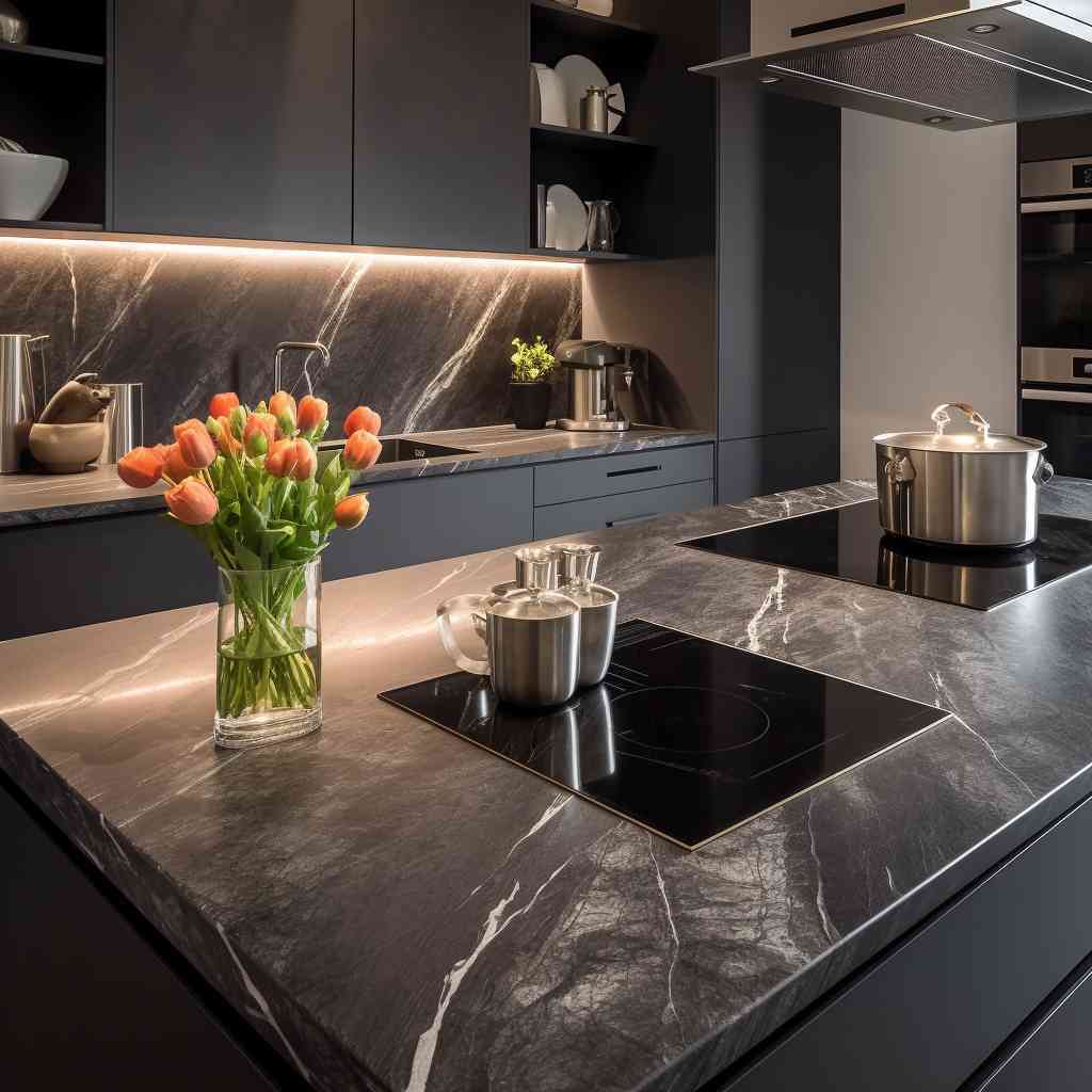 Deep grey black granito for kitchen countertop and villa stairs flooring, Cut to size Grey Granite Slabs