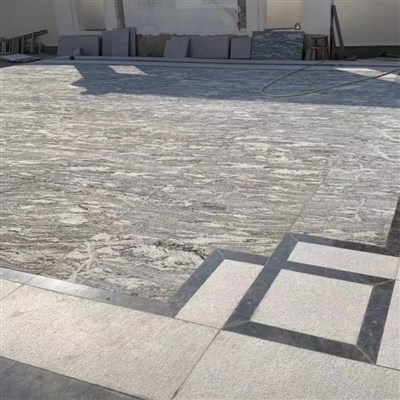 Cut to Size Grey with white granite slabs for driveway and villa, flooring flexible clay ceramic stone veneer granite tile