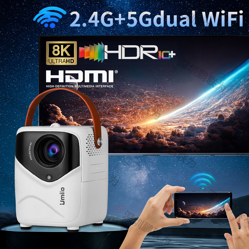 Umiio New  A009 Home Theater Portable Smart Hdmi Projector 1080P for outdoor meetings and home theater portable smart projector