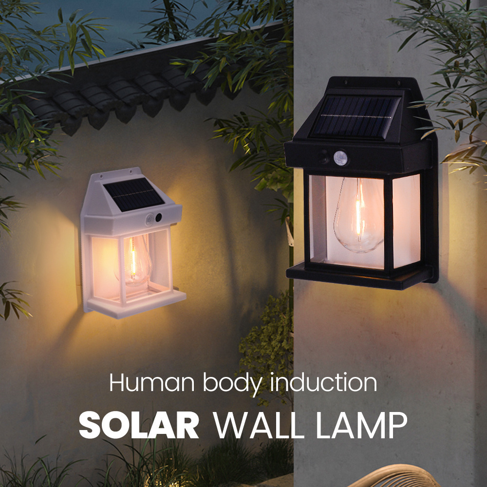 New  human body sensing villa waterproof solar wall lamp warm light night light solar tungsten light