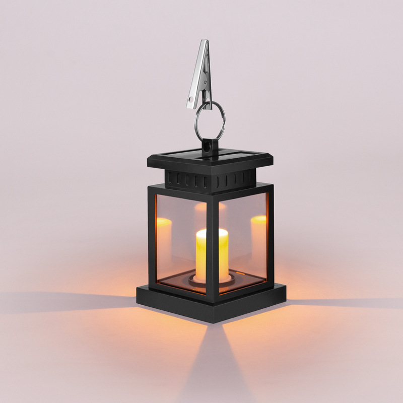 Solar Hanging Lantern Outdoor, Candle Effect Light with Stakes for Garden, Patio, Lawn, Deck, Umbrella, Tent, Tree