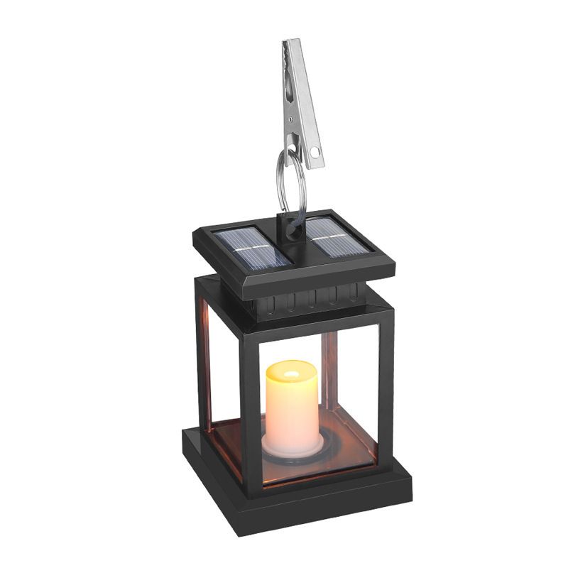 Solar Hanging Lantern Outdoor, Candle Effect Light with Stakes for Garden, Patio, Lawn, Deck, Umbrella, Tent, Tree