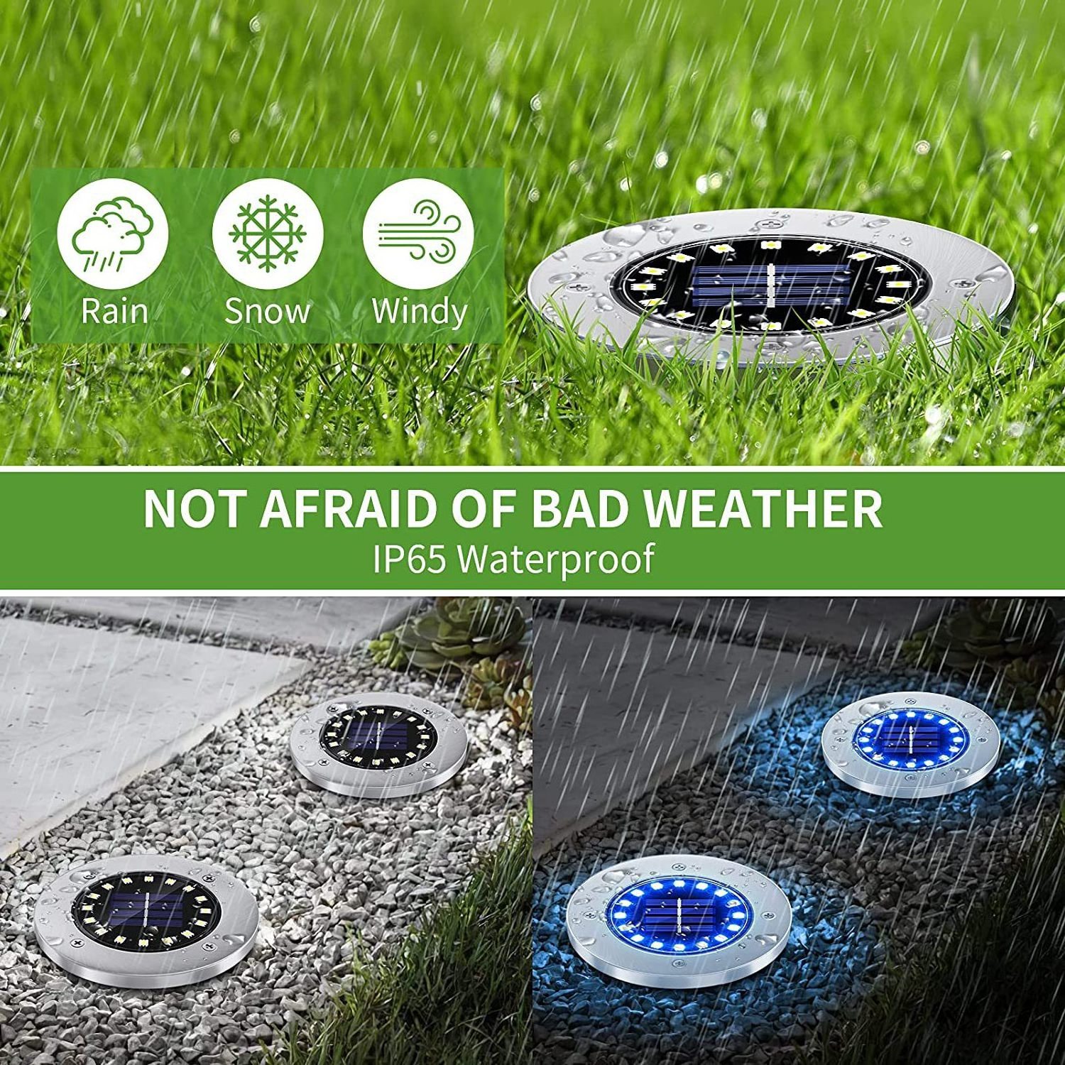 Newest Outdoor Waterproof LED Solar Garden Lights, Disk Lights for Lawn Pathway Yard Walkway Driveway Patio Deck