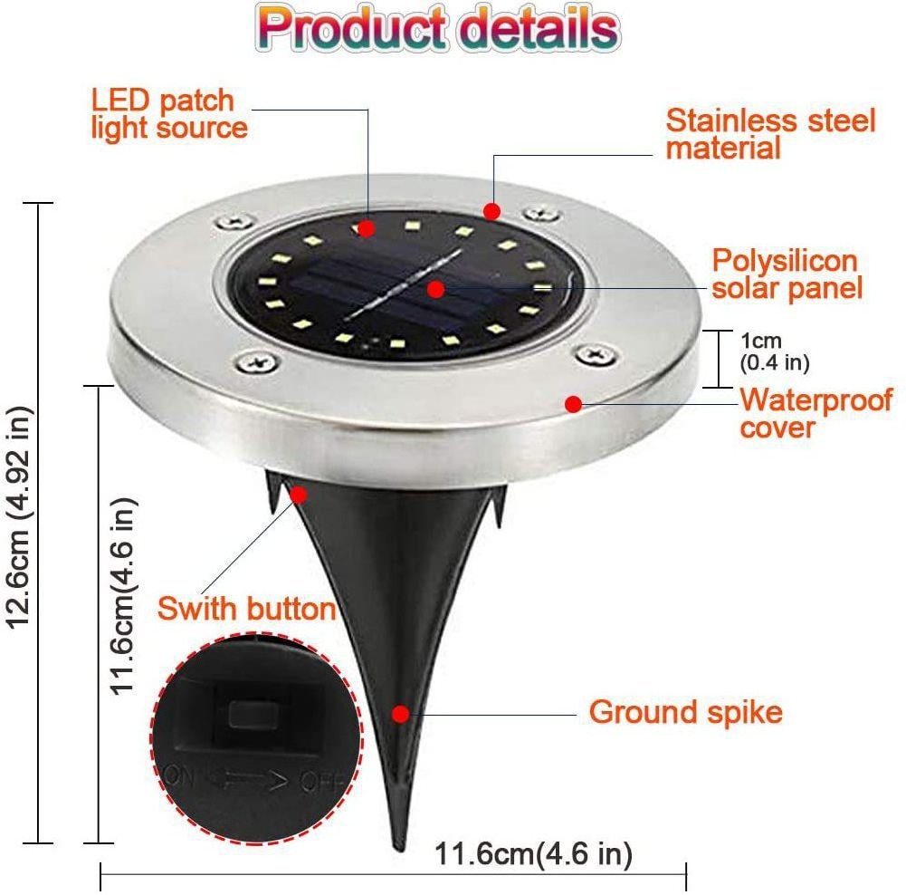 Newest Outdoor Waterproof LED Solar Garden Lights, Disk Lights for Lawn Pathway Yard Walkway Driveway Patio Deck