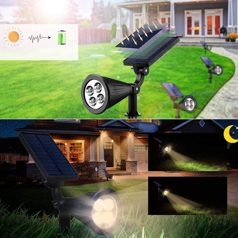 Hot sale High Quality 4LED Solar Spotlight Outdoor Waterproof Led Solar Garden Pathway Spike Lawn Spot Lights