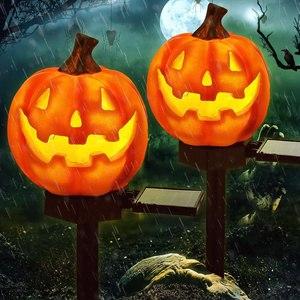 Halloween Solar Outdoor Decorations Pumpkin Light Waterproof Pumpkin Stake Patio Lamps Outdoor