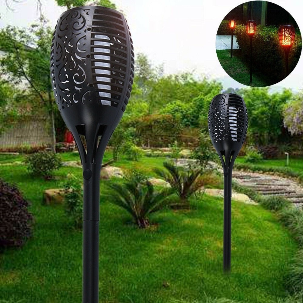 kekety Solar Torch Light with Flickering Flame for Garden Decor  Solar Lights for Outside Flame Torches for Outside Patio Path