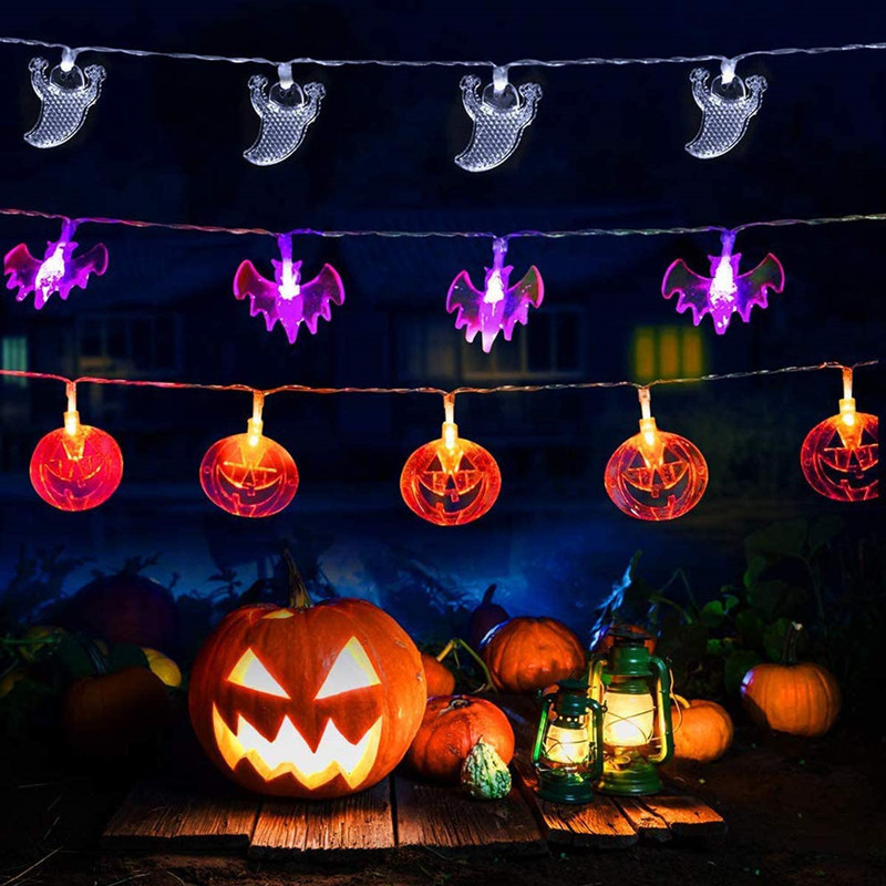 Battery Operated Happy Halloween String Lights Ghost,Outdoor Halloween Lights,Decorations Light for Home Yard Window Decor