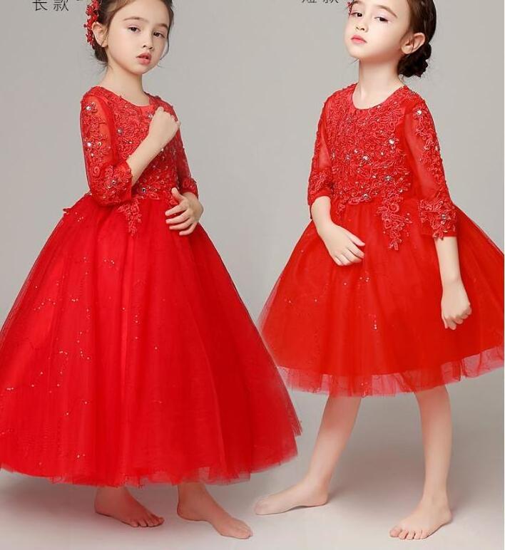 Dress Bridesmaid Kids Dresses For Girls Children Long White Lace Princess Girls Dresses for Party Wedding