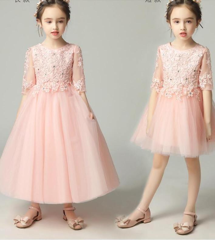 Dress Bridesmaid Kids Dresses For Girls Children Long White Lace Princess Girls Dresses for Party Wedding