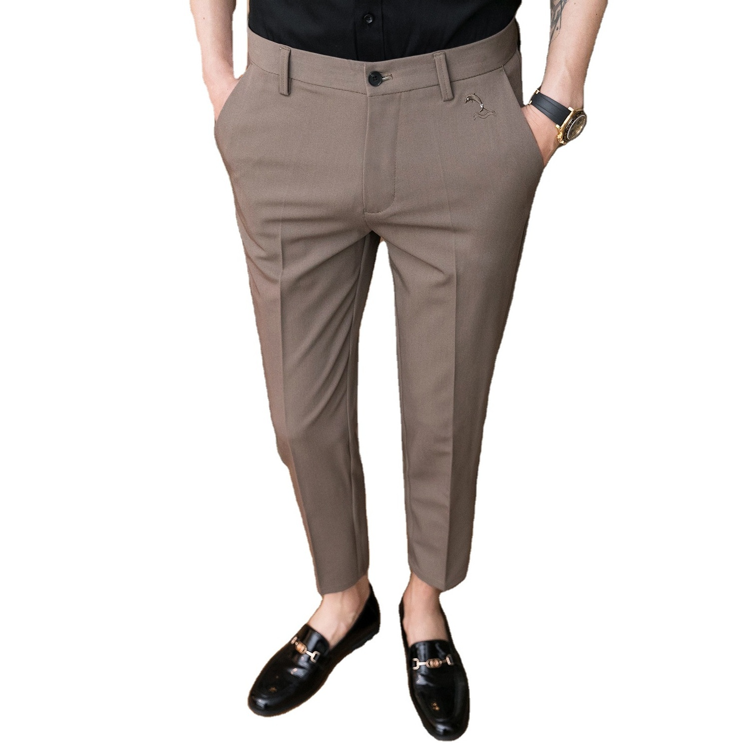 Suit Pants Formal Dress Trousers For Men wholesale high quality  autumn Straight Classic Men's ninth Fit Flat Front Pant