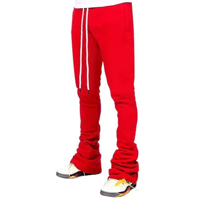 Flare Stacked Pant Men Solid Color Cargo Pants Sweatpants Stacked Jogging Pants Man