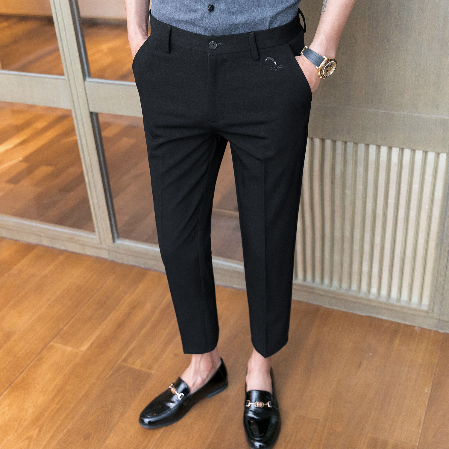 Suit Pants Formal Dress Trousers For Men wholesale high quality  autumn Straight Classic Men's ninth Fit Flat Front Pant