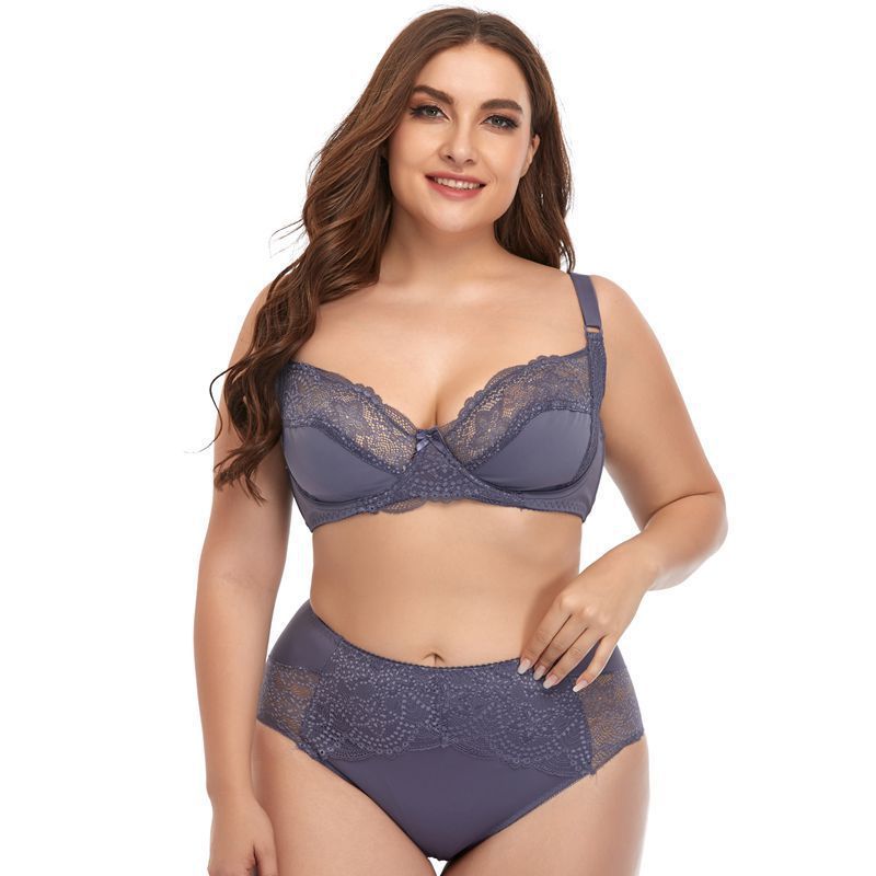 BS-2 New style plus size women's bra set with underwire lace rim thin moulded cup bra