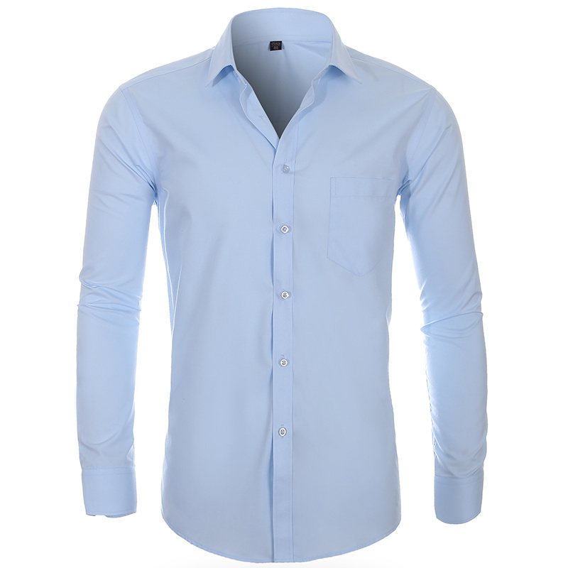 Wholesale  Men's Long Sleeve Dress Shirt Solid Slim Fit Casual Business Formal Button Up Shirts with Custom LOGO