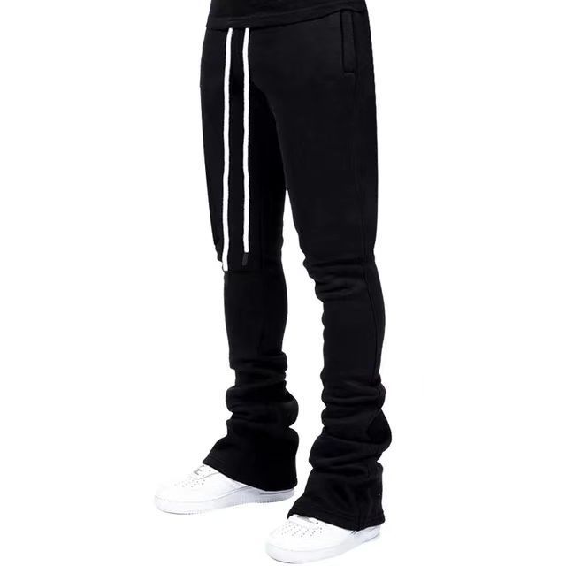 Flare Stacked Pant Men Solid Color Cargo Pants Sweatpants Stacked Jogging Pants Man