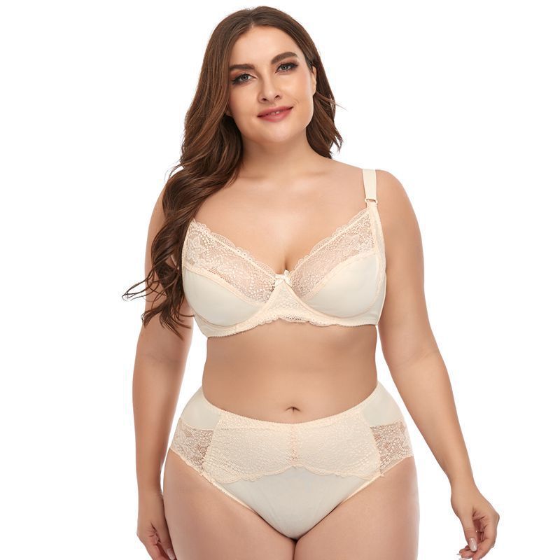 BS-2 New style plus size women's bra set with underwire lace rim thin moulded cup bra