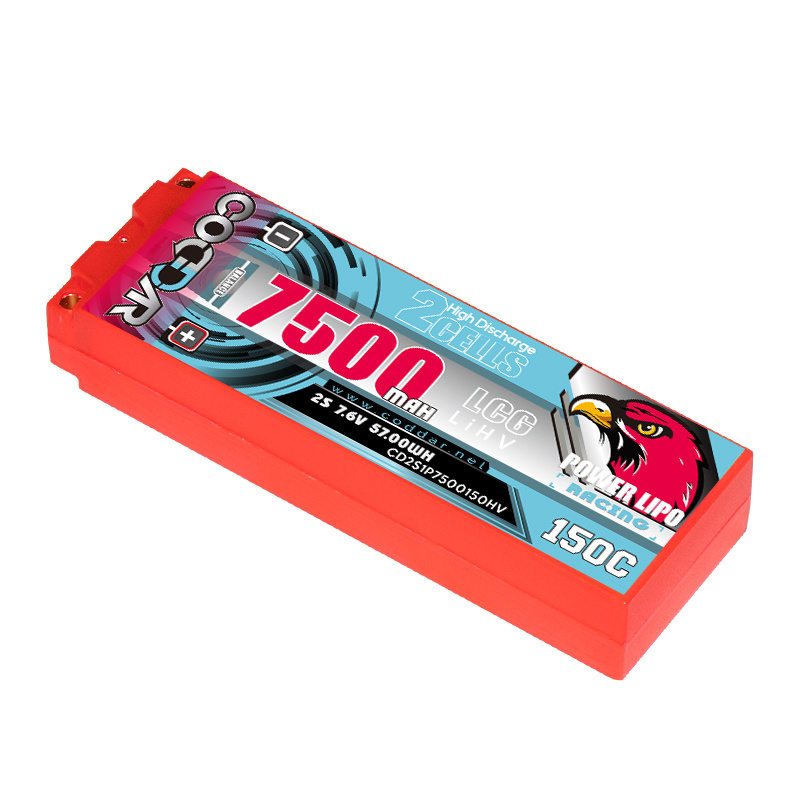 CODDAR 2S 7500MAH HV 7.6V 150C 5mm Bullet Hard Case Thin 2S 22.5mm Thickness LCG RC LiPo Battery for 1/10 RC Car