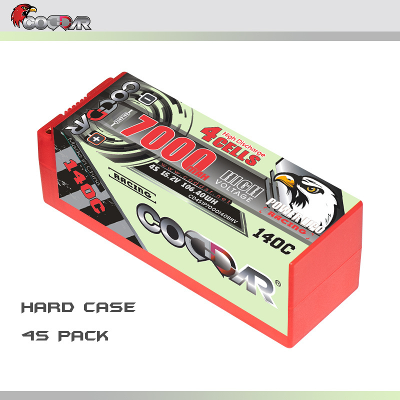 CODDAR LiPo Battery 4S 7000MAH HV 15.2V 140C Hard Case 5mm Bullet Pack 1/8 scale RC cars LiHV