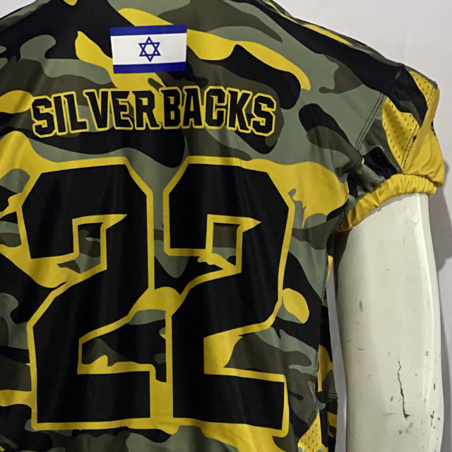 Wholesale Customized Youth Football Uniforms Custom Made Sublimated Black And Yellow Gold Camo American Football Jersey Uniform