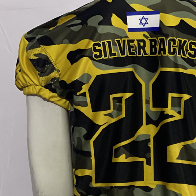 Wholesale Customized Youth Football Uniforms Custom Made Sublimated Black And Yellow Gold Camo American Football Jersey Uniform