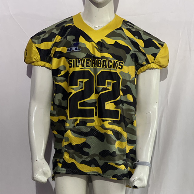 Wholesale Customized Youth Football Uniforms Custom Made Sublimated Black And Yellow Gold Camo American Football Jersey Uniform