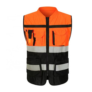 Coeffort reflective construction traffic work wear safety vest Reflective Protection Zipper Bicycle Reflective Vest