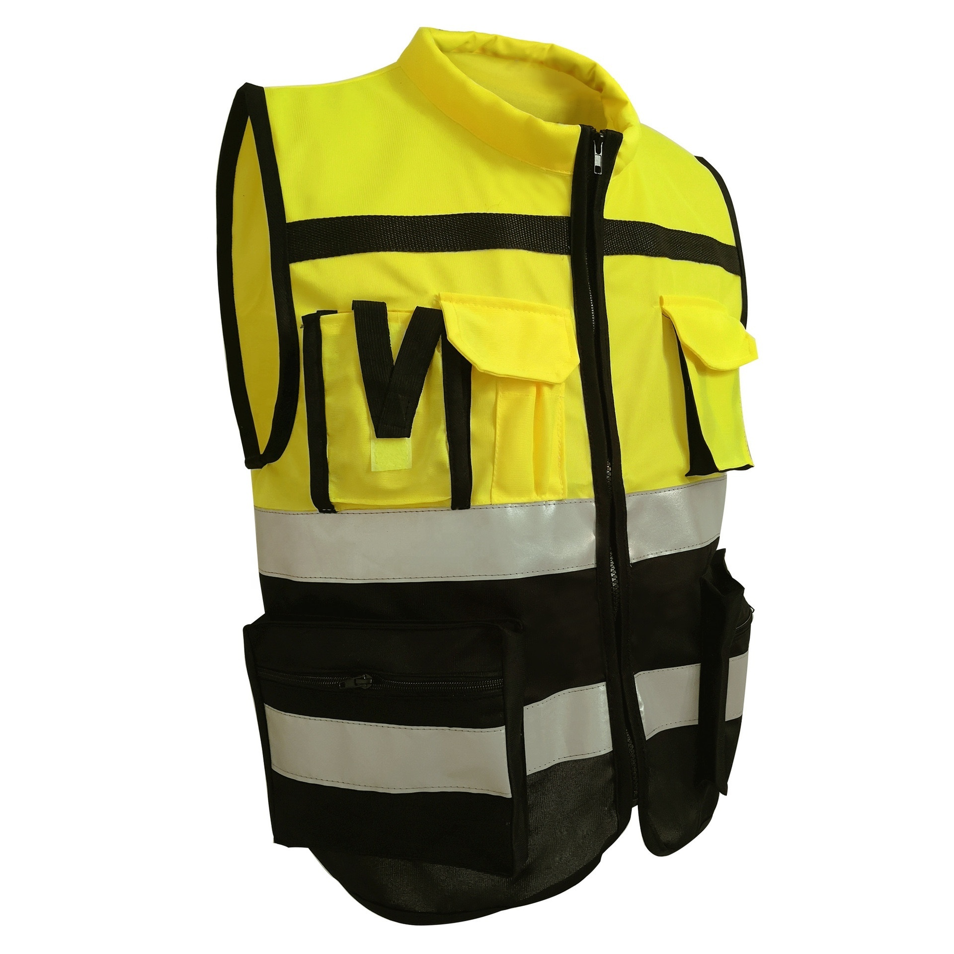 Coeffort reflective construction traffic work wear safety vest Reflective Protection Zipper Bicycle Reflective Vest