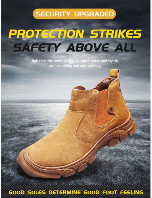 security boots Genuine cow leather safety footwear manufacturer function shoes high-density supplier for men without laces