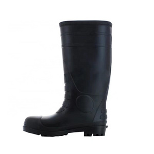 Black wholesale anti-hit Industry waterproof PVC High work safety rain boots Steel toecap steel Safety Rain Boots In Cheap Price