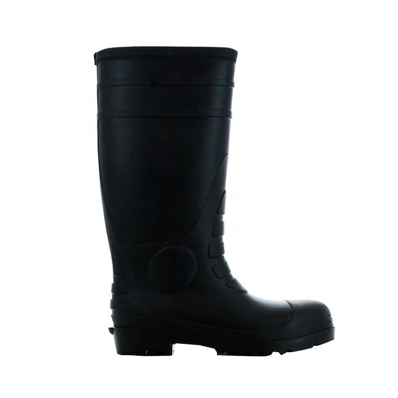 Black wholesale anti-hit Industry waterproof PVC High work safety rain boots Steel toecap steel Safety Rain Boots In Cheap Price