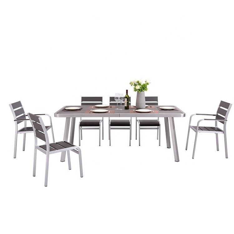 Aluminium Garden Dinning Table Chair Modern  Outdoor Patio  Dining Set With Umbrella