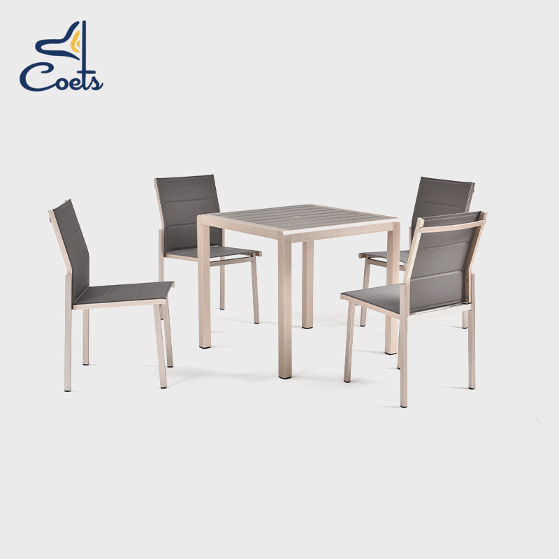 Coets Patio Garden Outdoor Furniture Restaurant Aluminum table chair with Umbrella Outdoor Dining Tables Set