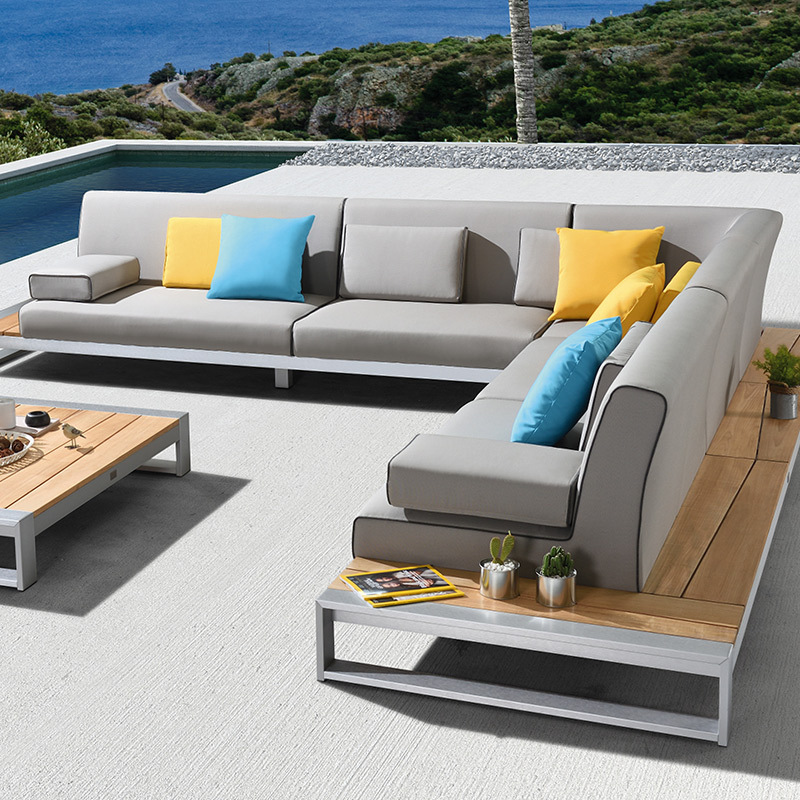 sigarten teak outdoor patio furniture sofa couche modern design l shaped corner sectional garden chair sofa table set