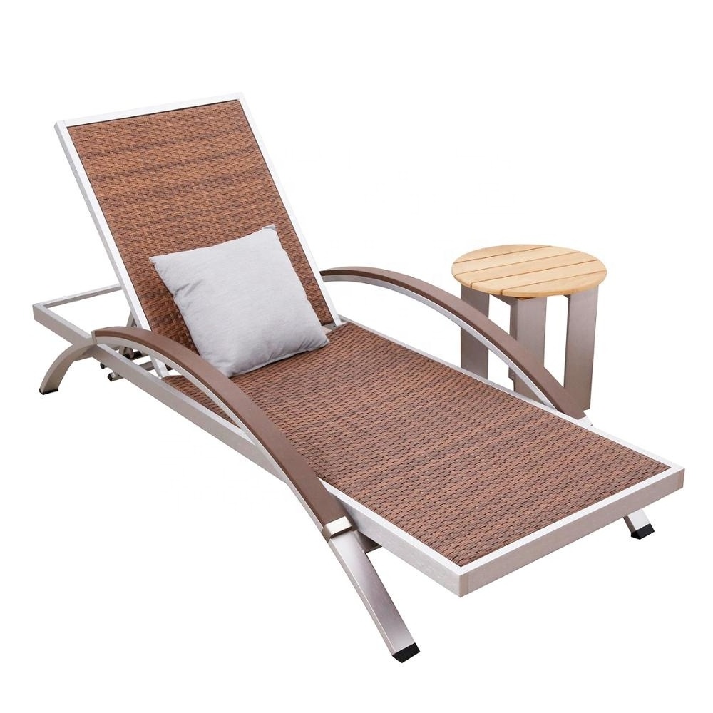 Outdoor Chaise Lounger Furniture Pool Side Rattan Aluminum Arm Sun Lounge Chair