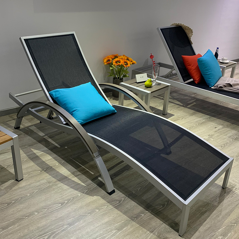 Foshan Swimming pool chaise lounge  beach aluminum outdoor furniture sun lounge chair folding beach chaise lounge chair