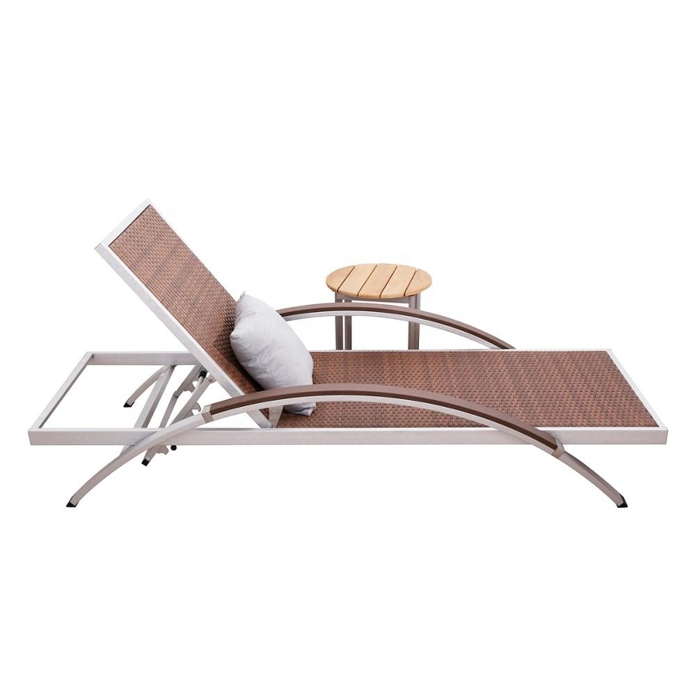 Outdoor Chaise Lounger Furniture Pool Side Rattan Aluminum Arm Sun Lounge Chair