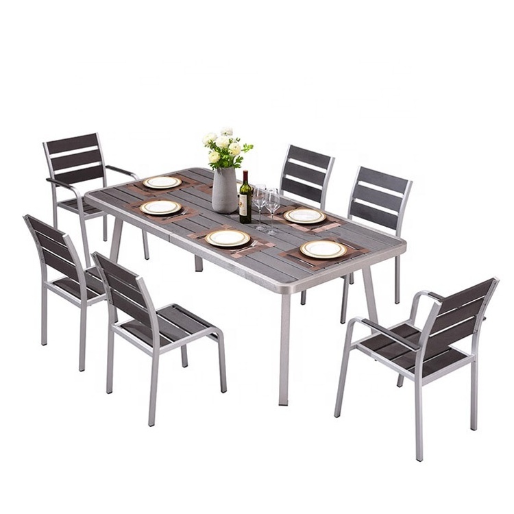 Aluminium Garden Dinning Table Chair Modern  Outdoor Patio  Dining Set With Umbrella