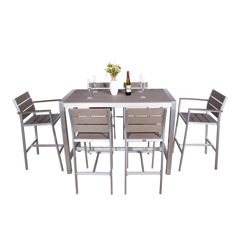 Coets Patio bar furniture  four seater aluminum metal high outdoor bar table set