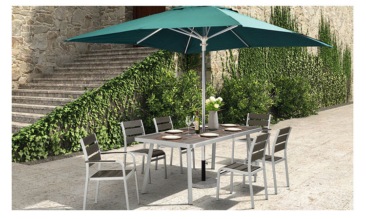 Aluminium Garden Dinning Table Chair Modern  Outdoor Patio  Dining Set With Umbrella