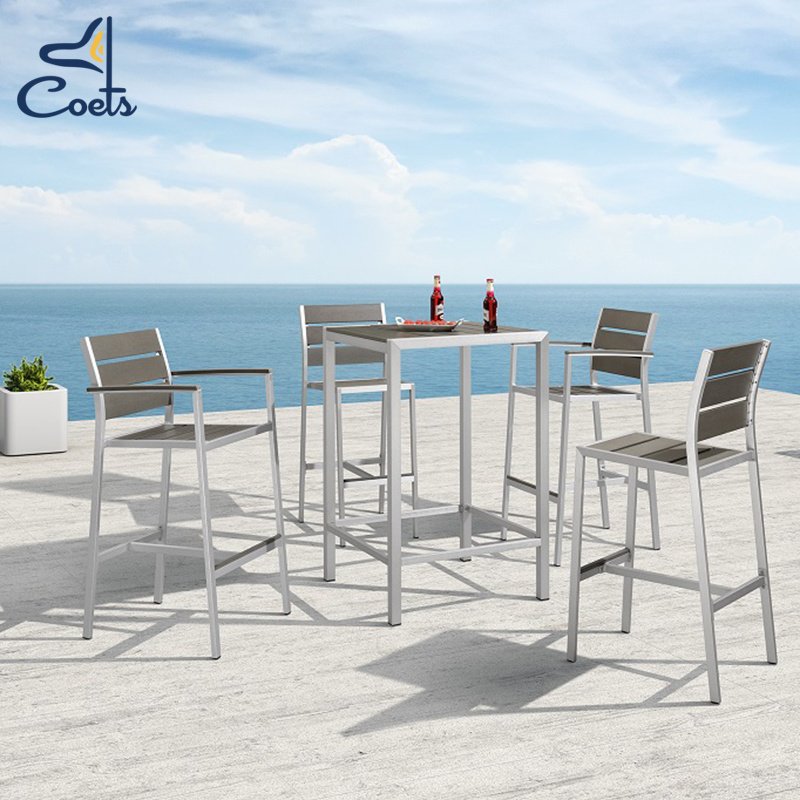 Coets Patio bar furniture  four seater aluminum metal high outdoor bar table set